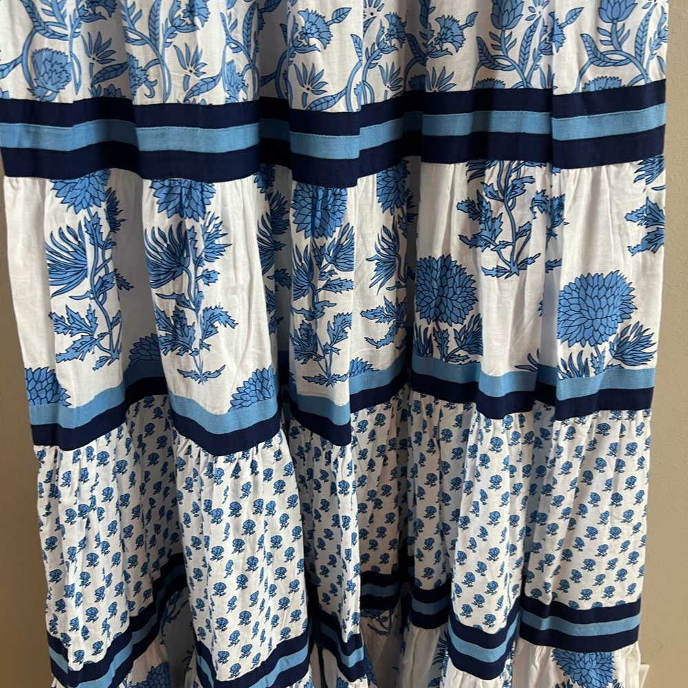 CHELSEA  & Theodore Sleeveless Tiered Maxi Dress cotton small - Picture 4 of 7